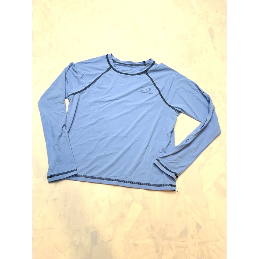VINEYARD VINES Girls Large 14 Light Blue Long Sleeve Swimming Rash Guard SS5